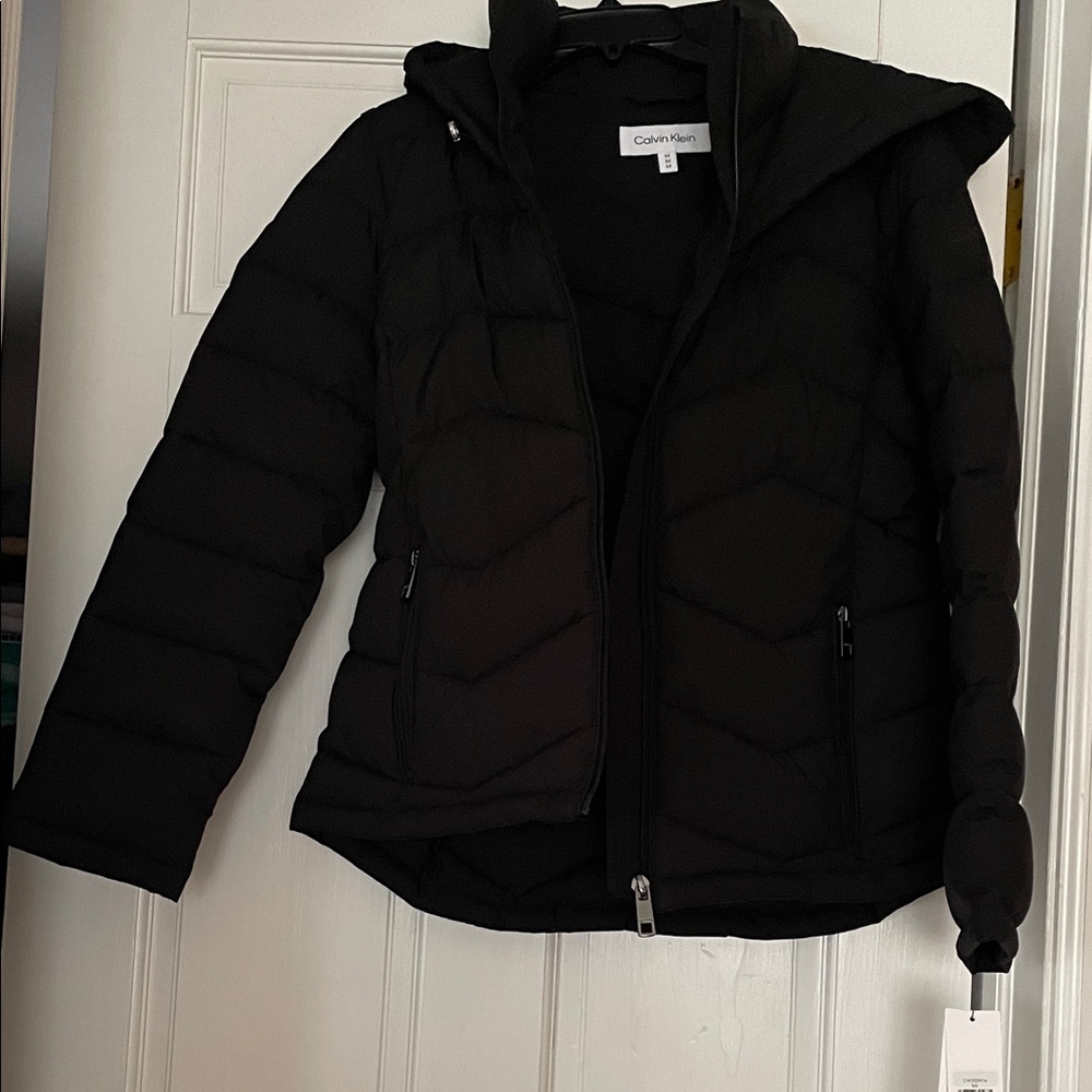 Calvin Klein Black Hooded Quilted Puffer Jacket